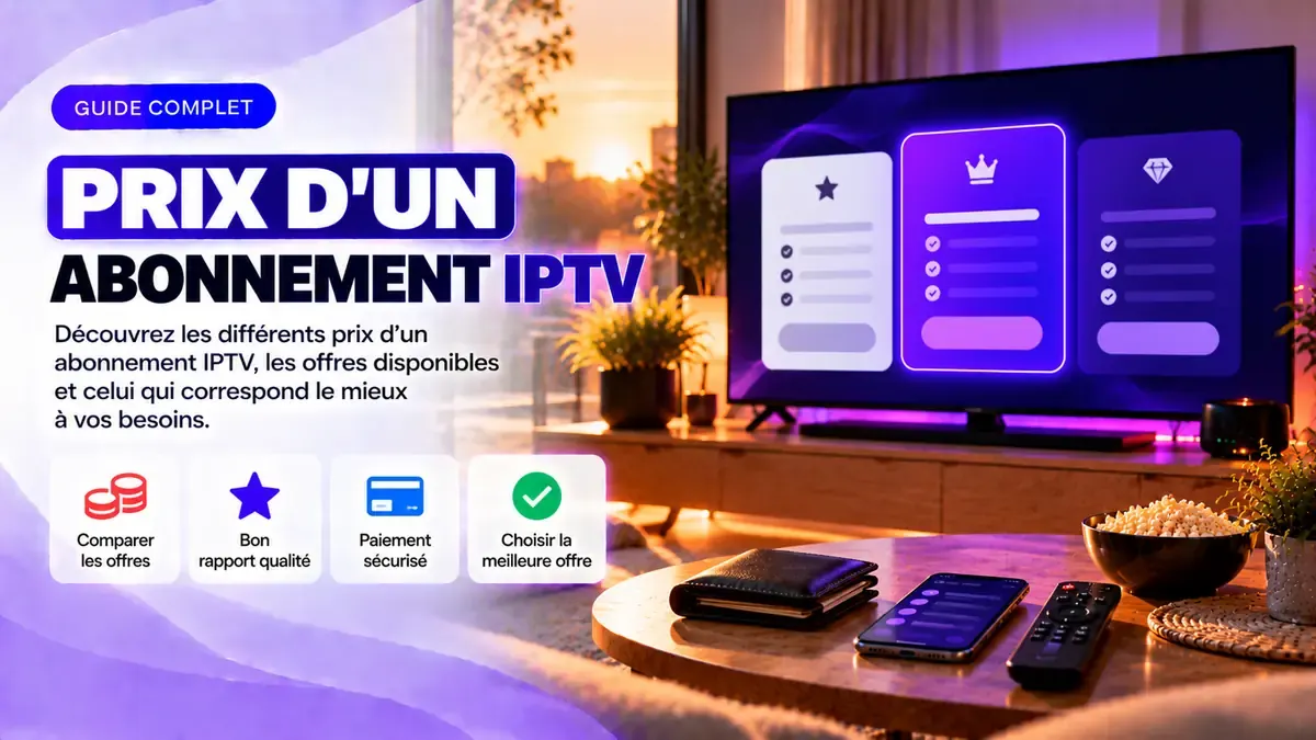 Téléviseur affichant les cartes de prix d’un comparatif IPTV en France